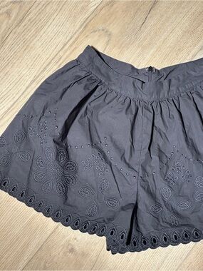 Black Eyelet Scalloped Hem Short